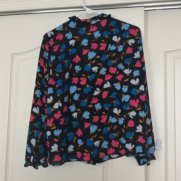 J Crew Factory Printed Ruffle Long Sleeve Blouse - Picture 6 of 6